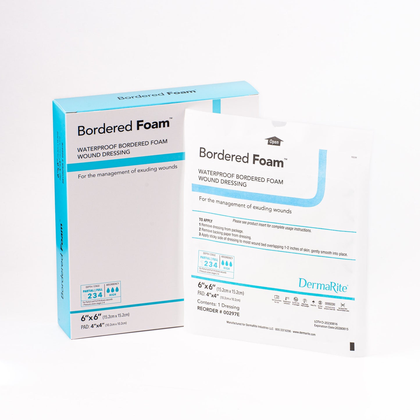 Foam Bordered Waterproof Dressing, 6"x6"