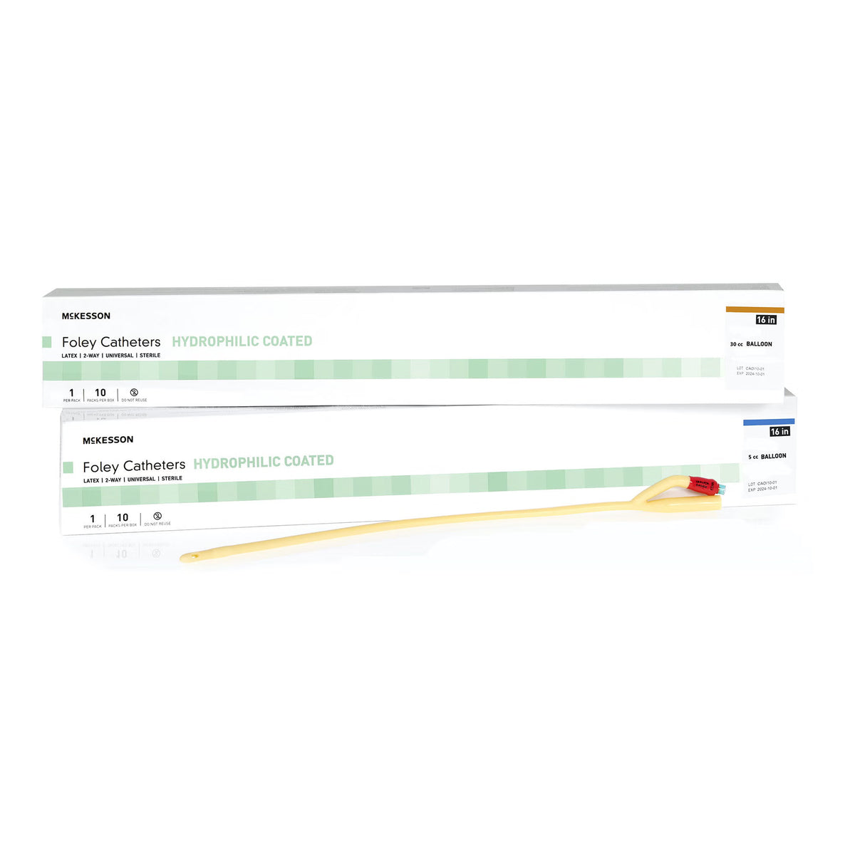 Foley Catheter, Hydrophilic Coated Latex, Coude Tip, 16”, 5cc Balloon Size, 5-10cc Inflation Volume