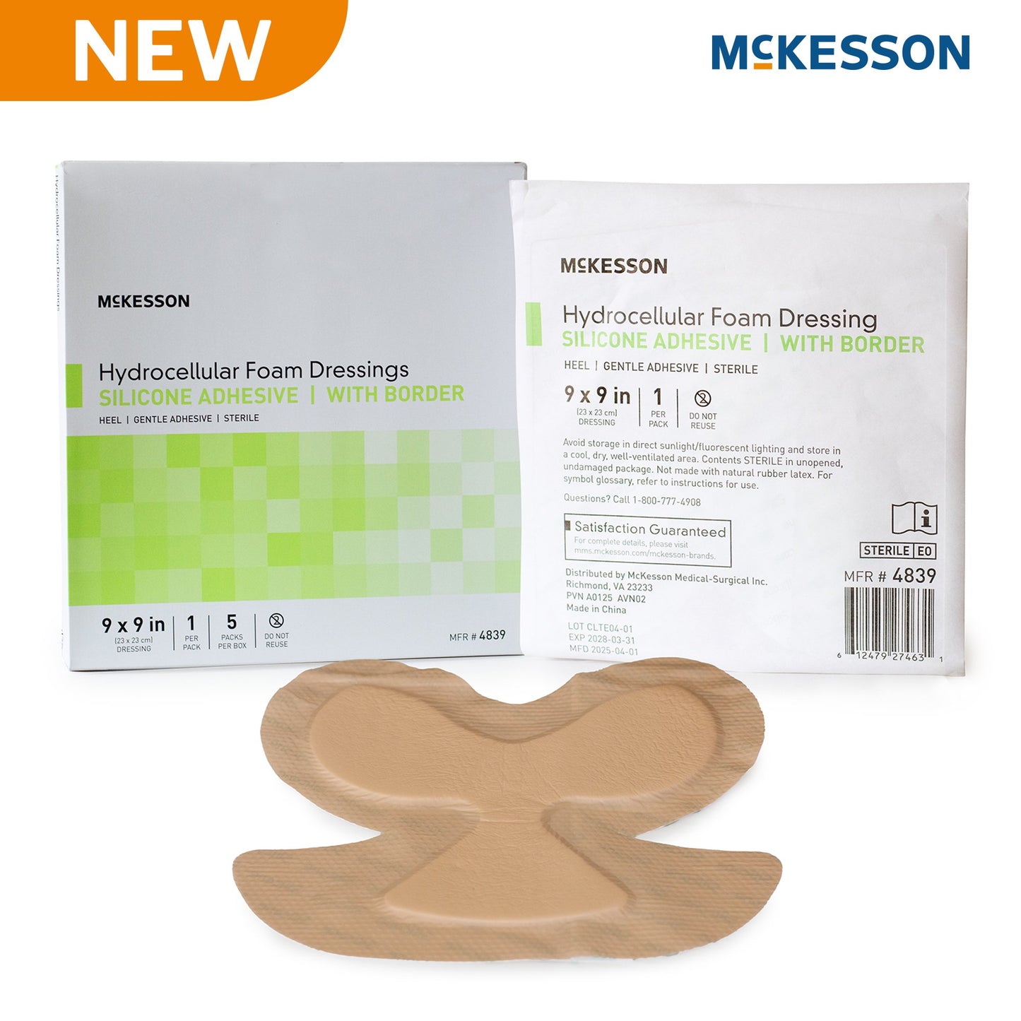 Foam Silicone 9 X 9 Inch With Border Elbow / Heel Sterile
