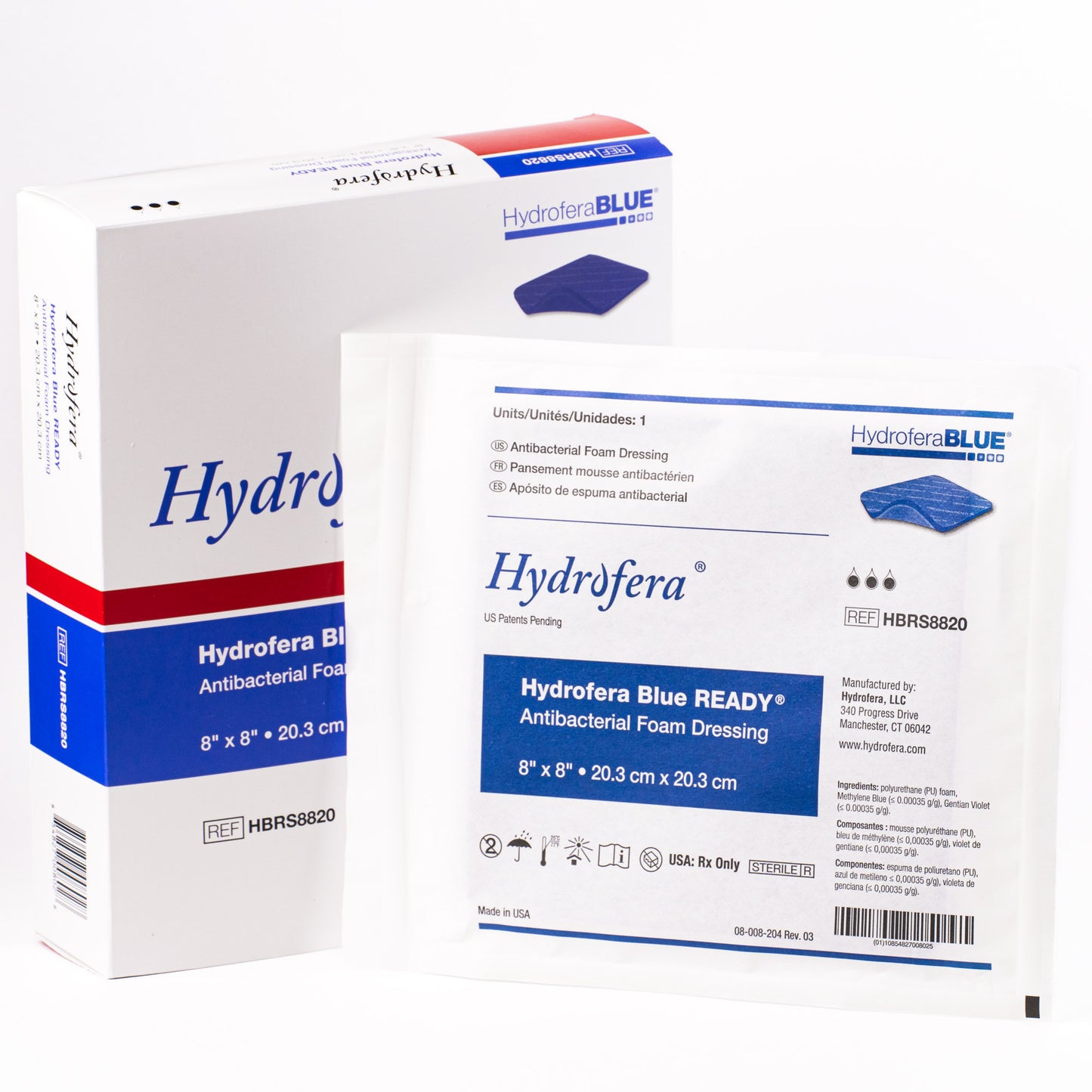 Hydrofera Blue Foam Dressing 8"x8"