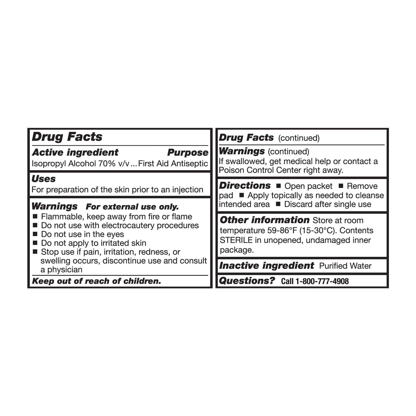 Alcohol Prep Pad, 70% Strength Isopropyl Alcohol, Individual Packet, Sterile