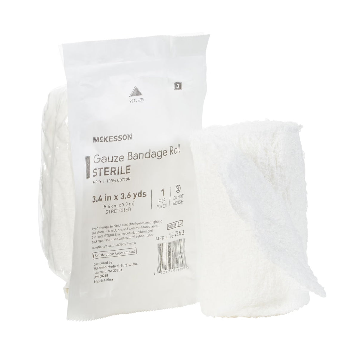 Fluff Bandage Roll McKesson 3-2/5 Inch X 3-3/5 Yard 6-Ply Sterile