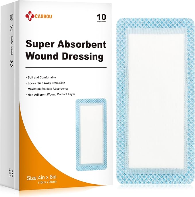 Super Absorbent Dressing 4" x 8" (10cm x 20cm)