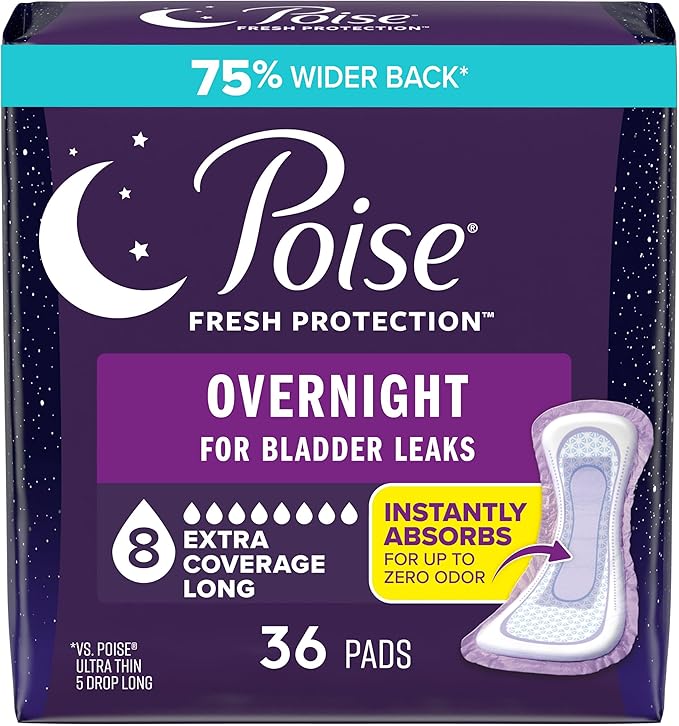 Bladder Control Pad Poise® Fresh Protection™ Overnight 5.3 Inch Length Heavy Absorbency Sodium Polyacrylate Core One Size Fits Most