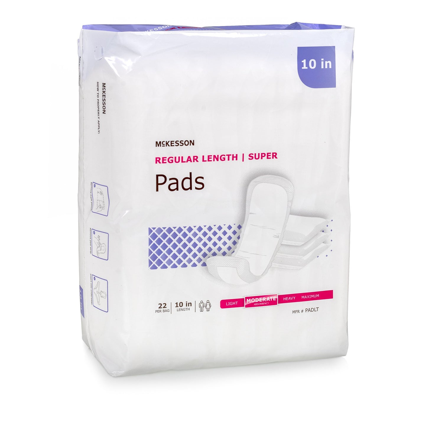Bladder Control Pad, 10 Inch, Moderate Absorbency, Polymer Core, One Size Fits Most