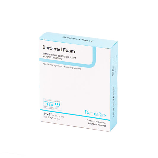 Foam Bordered Waterproof Dressing, 4"x4"
