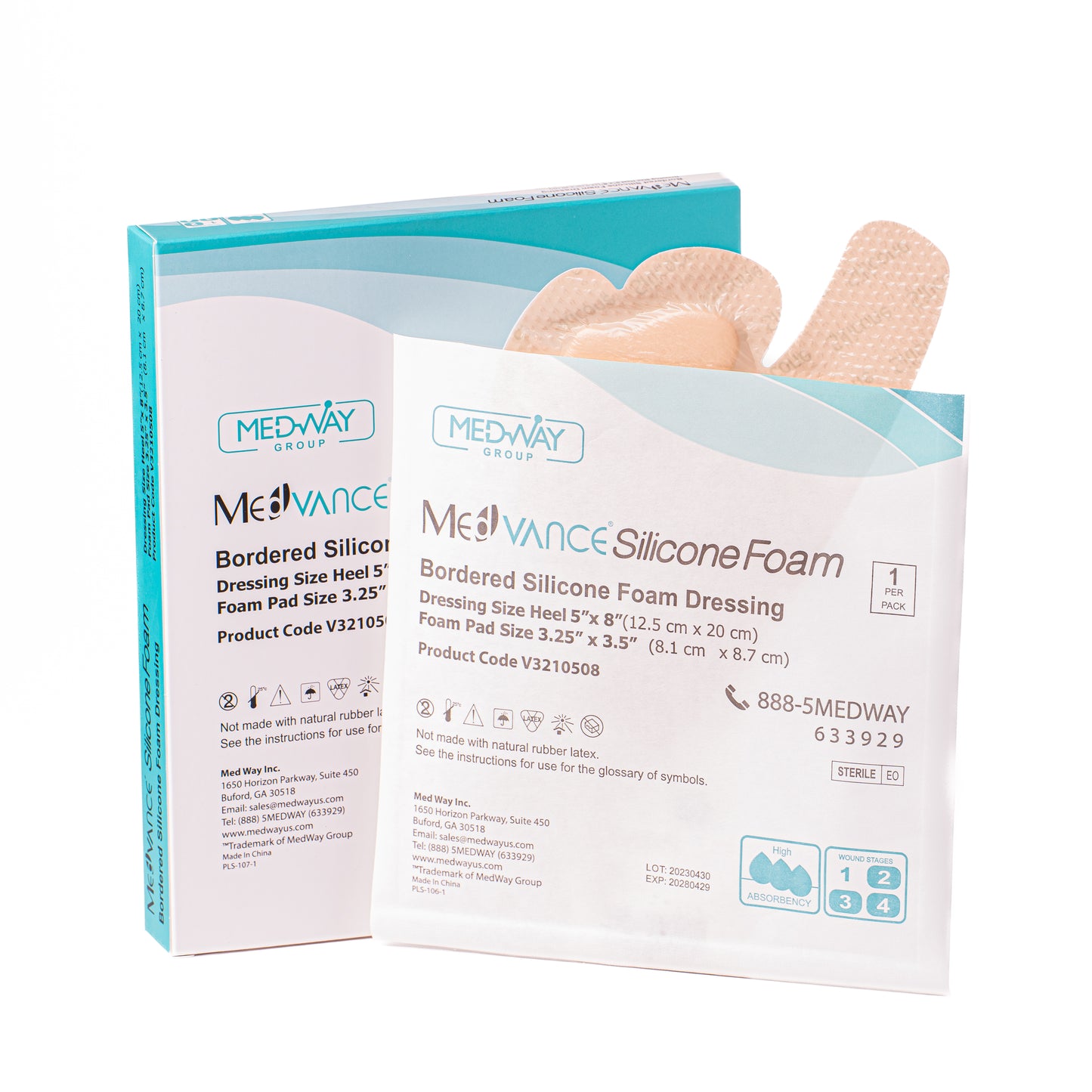 Foam Silicone Dressing, Bordered, Heel 5"x8"