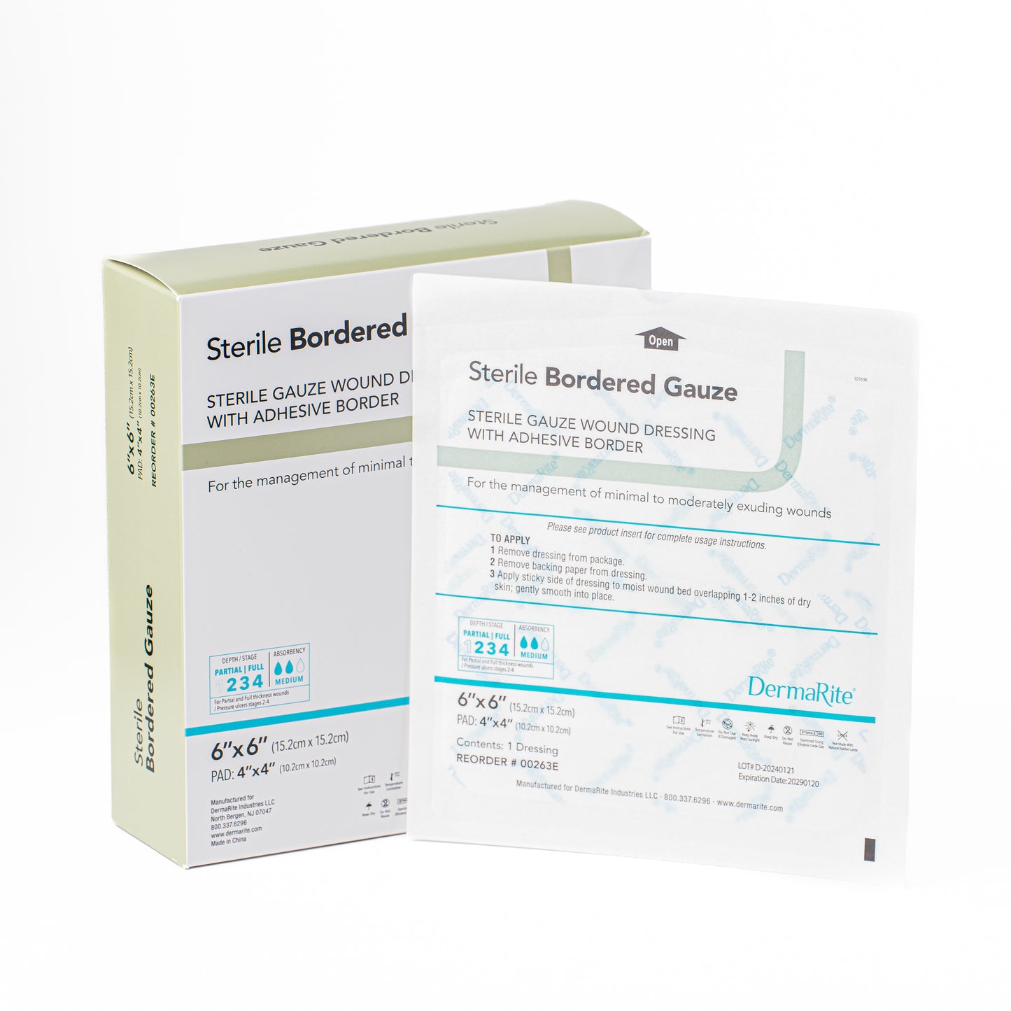 Gauze with Adhesive Border, 6" x 6"