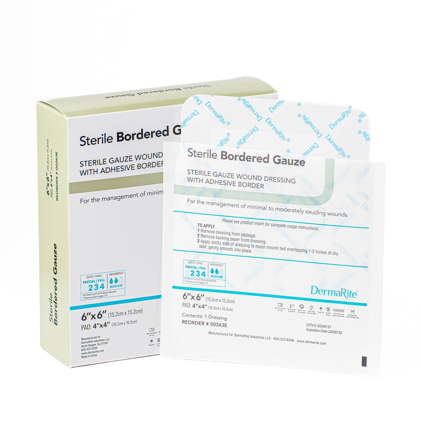 Gauze with Adhesive Border, 6" x 6"