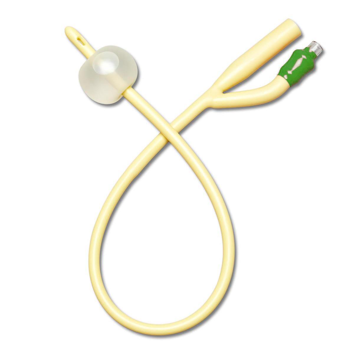 Foley Catheter, Silicone-Elastomer Coated Latex, Straight Tip, 2-Way, 10 mL balloon