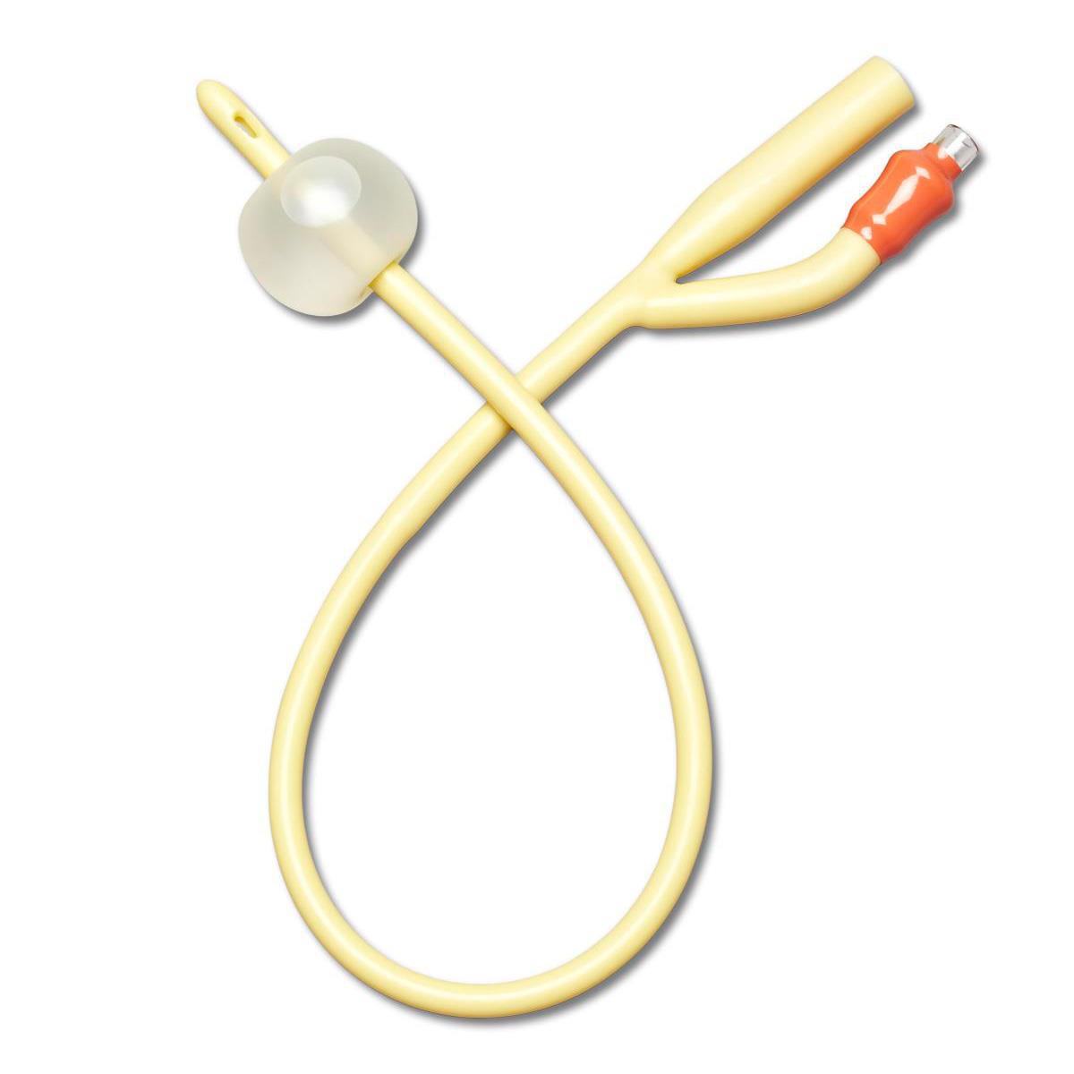 Foley Catheter, Silicone-Elastomer Coated Latex, Straight Tip, 2-Way, 10 mL balloon