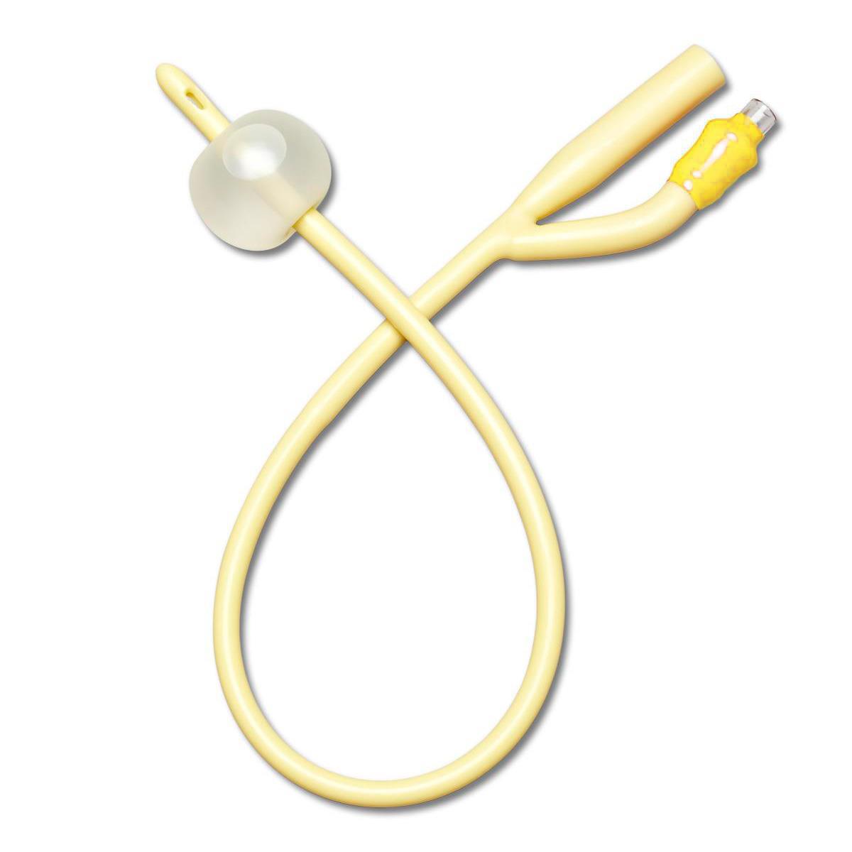 Foley Catheter, Silicone-Elastomer Coated Latex, Straight Tip, 2-Way, 10 mL balloon