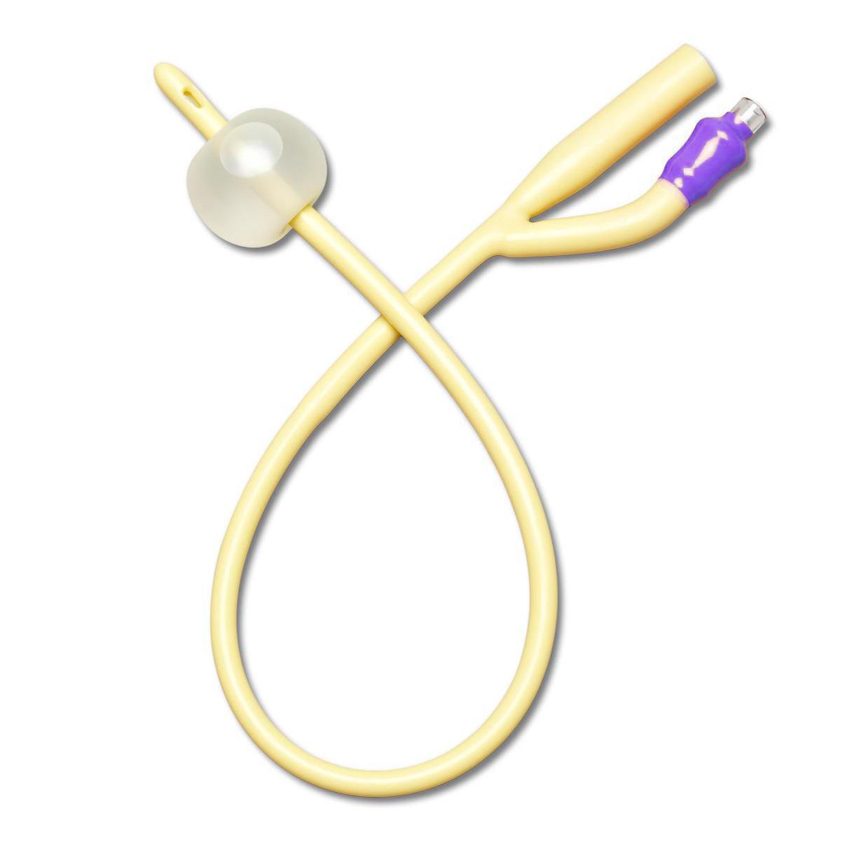 Foley Catheter, Silicone-Elastomer Coated Latex, Straight Tip, 2-Way, 10 mL balloon