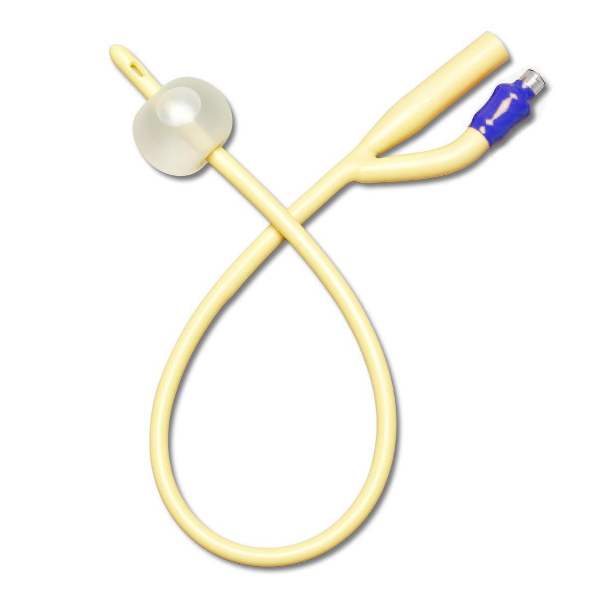 Foley Catheter, Silicone-Elastomer Coated Latex, Straight Tip, 2-Way, 10 mL balloon
