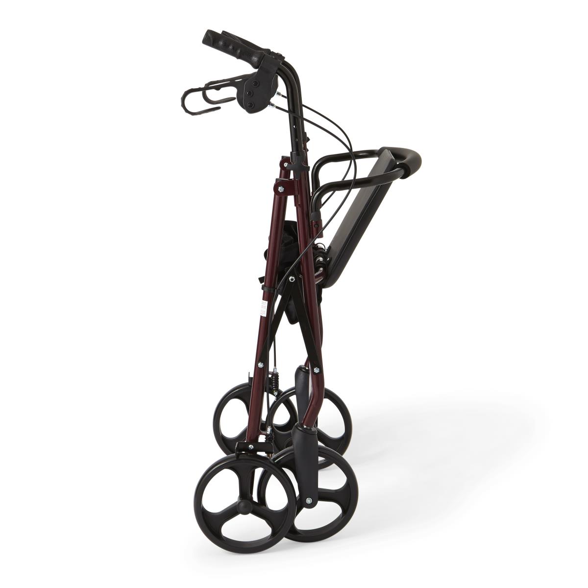 Basic Steel Rollator with 8" Wheels, Burgundy