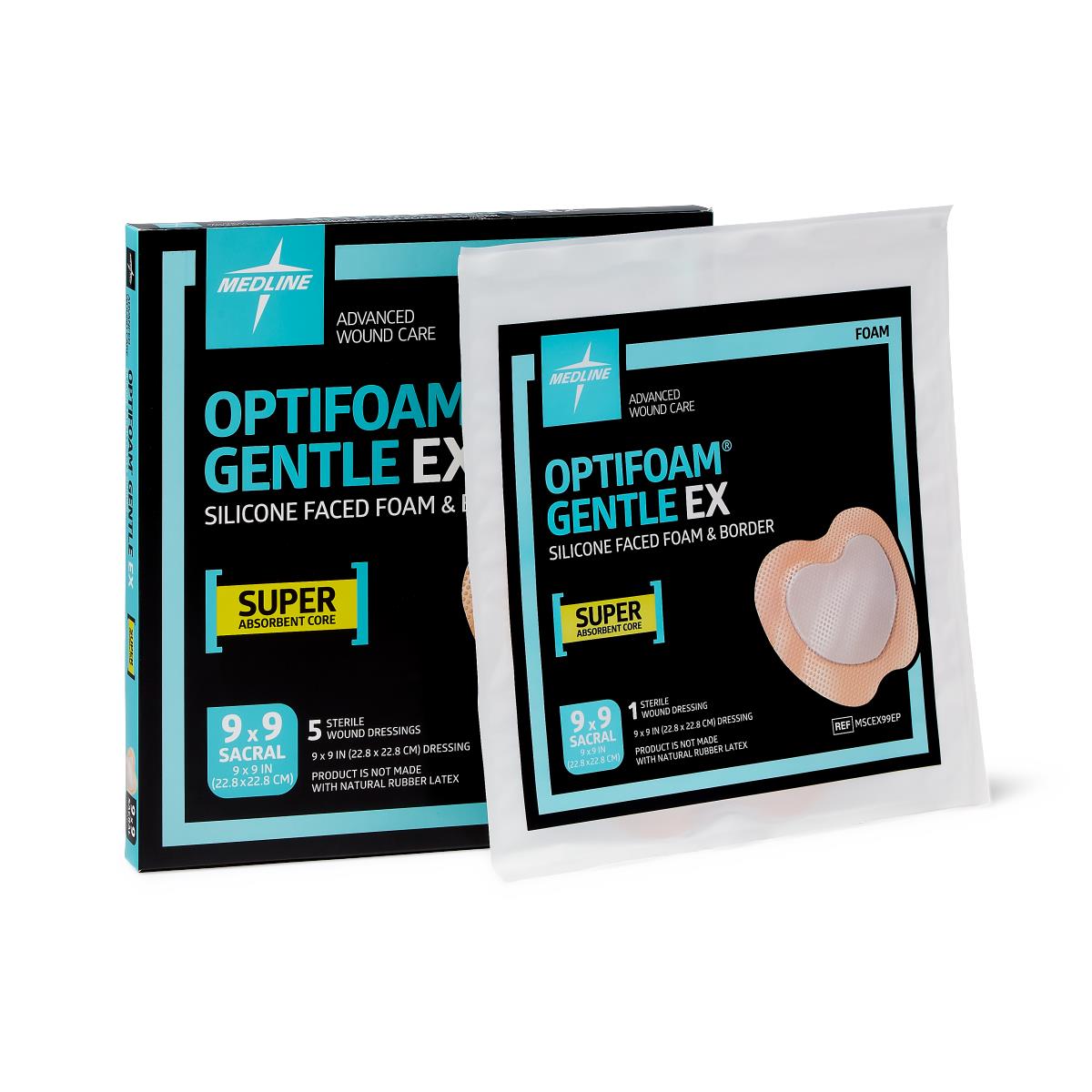 Optifoam Gentle EX Sacrum Foam Dressing, 9" x 9"