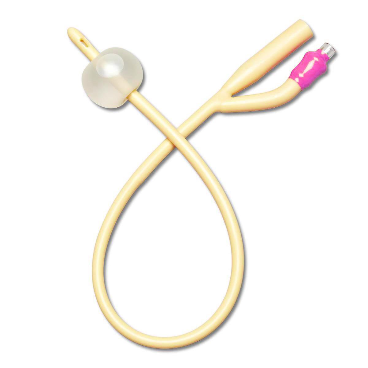 Foley Catheter, Silicone-Elastomer Coated Latex, Straight Tip, 2-Way, 10 mL balloon