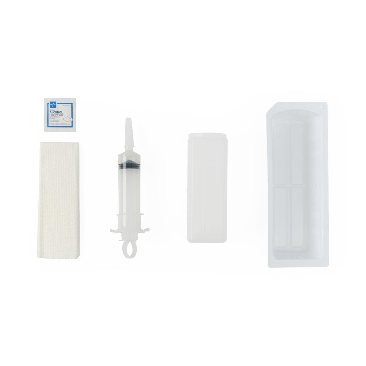 Irrigation Tray, 60 mL Piston Syringe, Alcohol Prep Pad, Tyvek Lid
