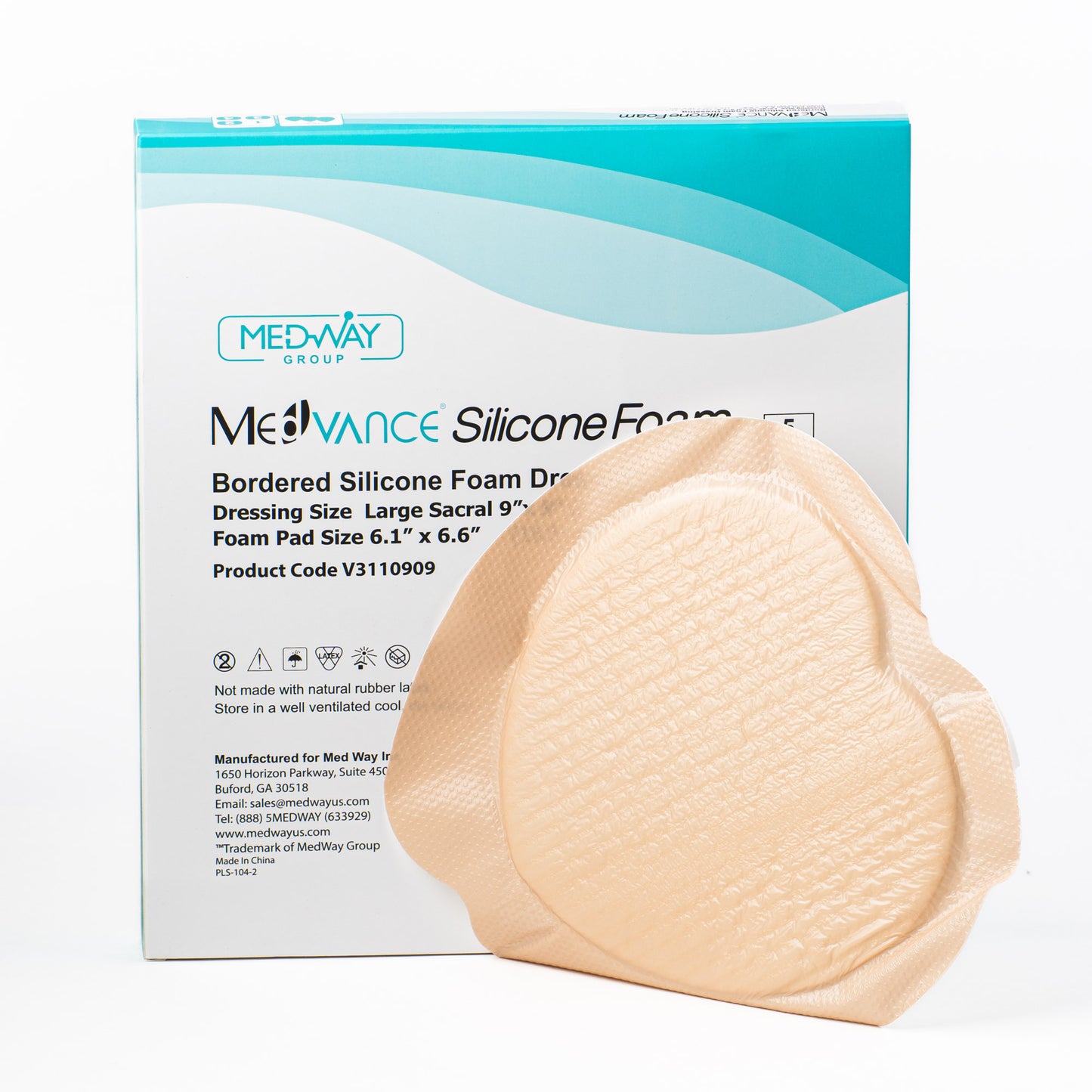 Foam Silicone Dressing, Bordered Sacrum, 9"x9"