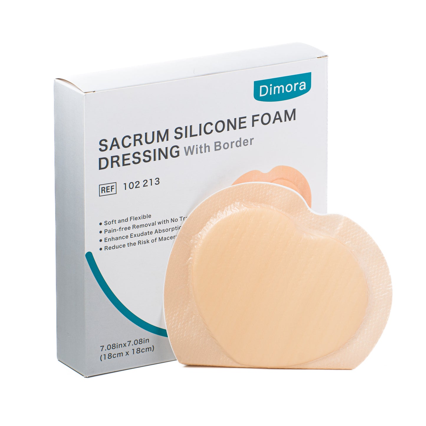 Foam Silicone Dressing, Bordered, Sacrum, 7"x7"