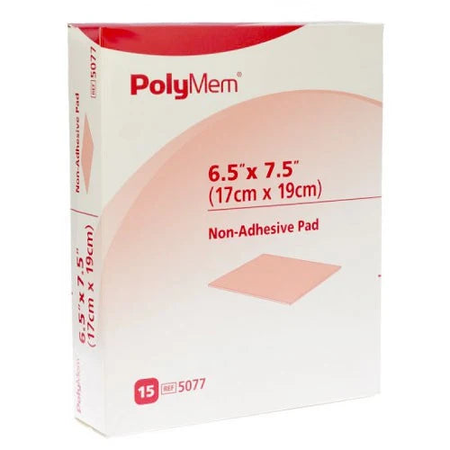 Foam Dressing PolyMem® 6-1/2 X 7-1/2 Inch Without Border Film Backing Nonadhesive Rectangle Sterile