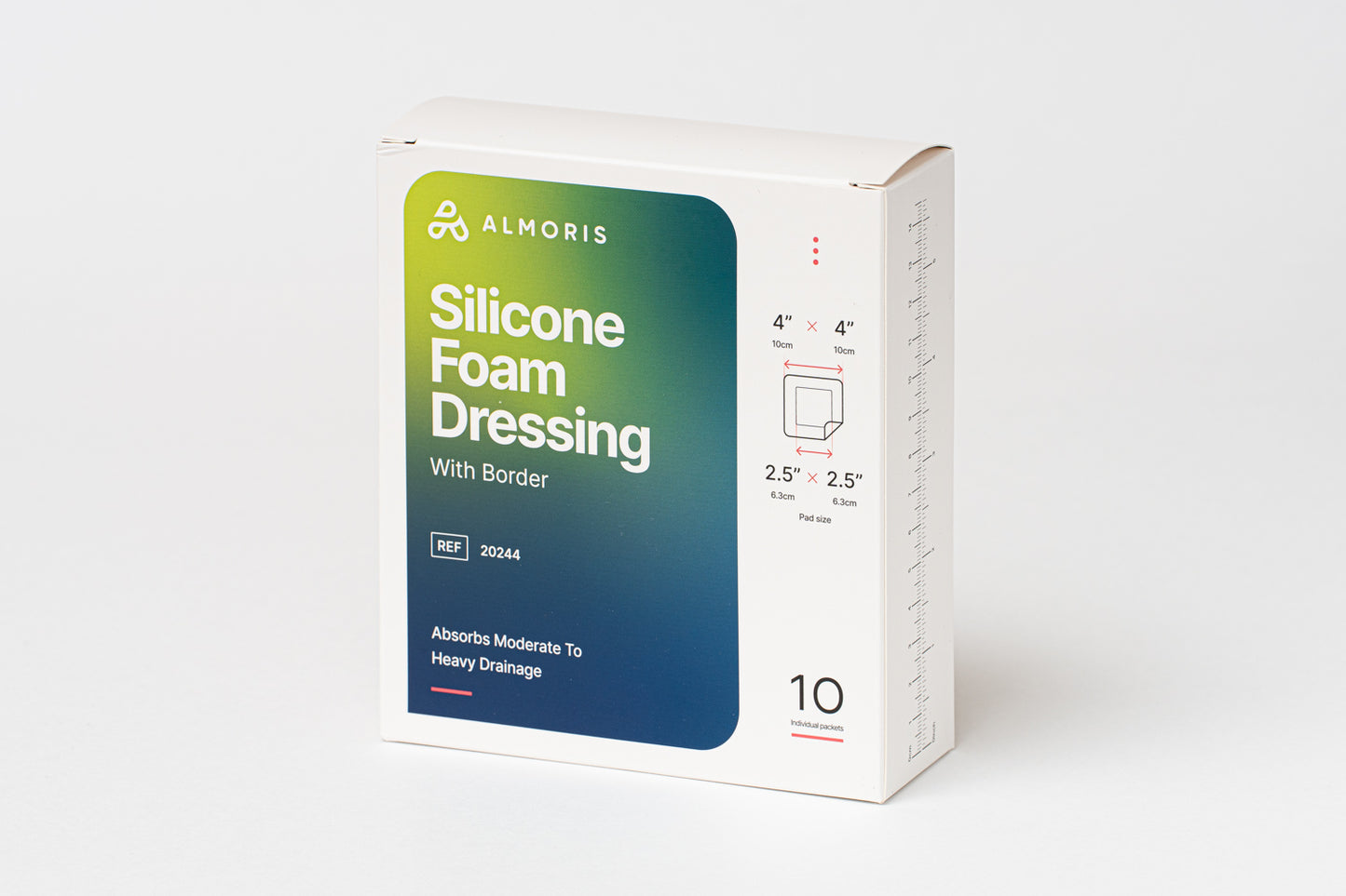 Foam Silicone Dressing, Bordered, 4"x4"