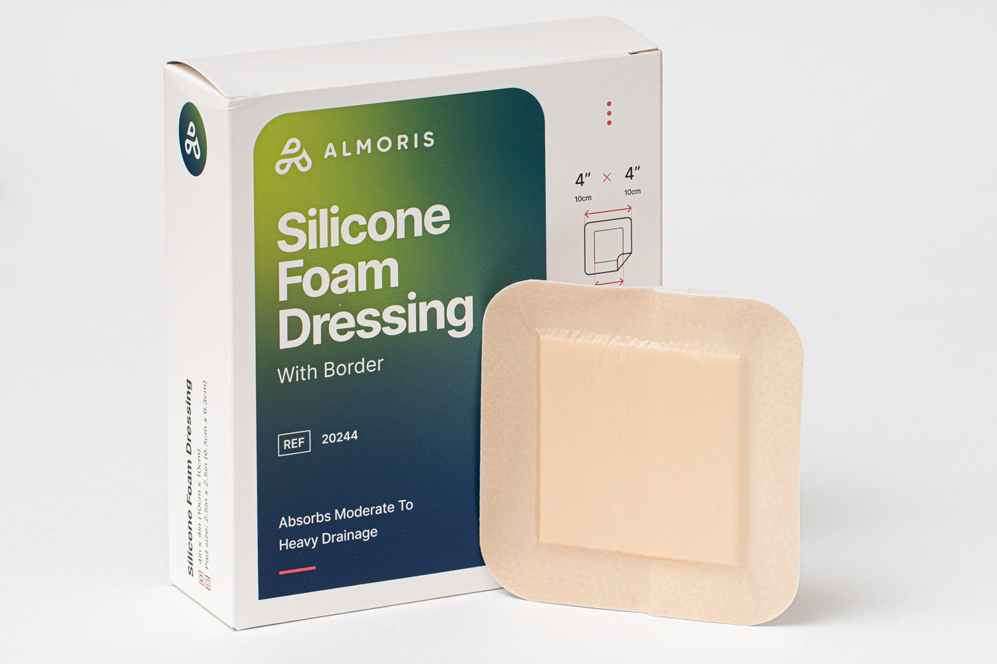 Foam Silicone Dressing, Bordered, 4"x4"