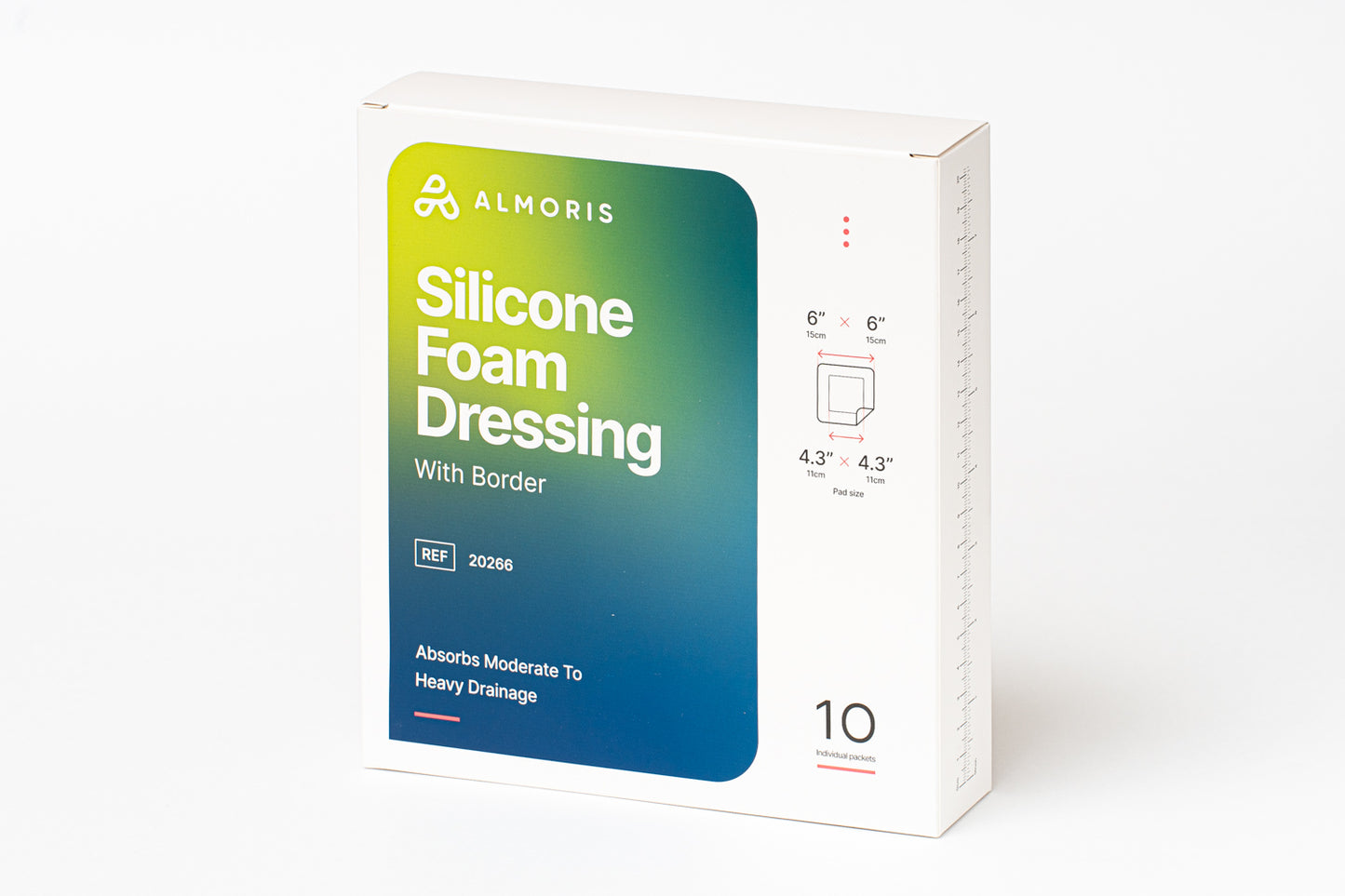 Foam Silicone Dressing, Bordered, 6"x6"