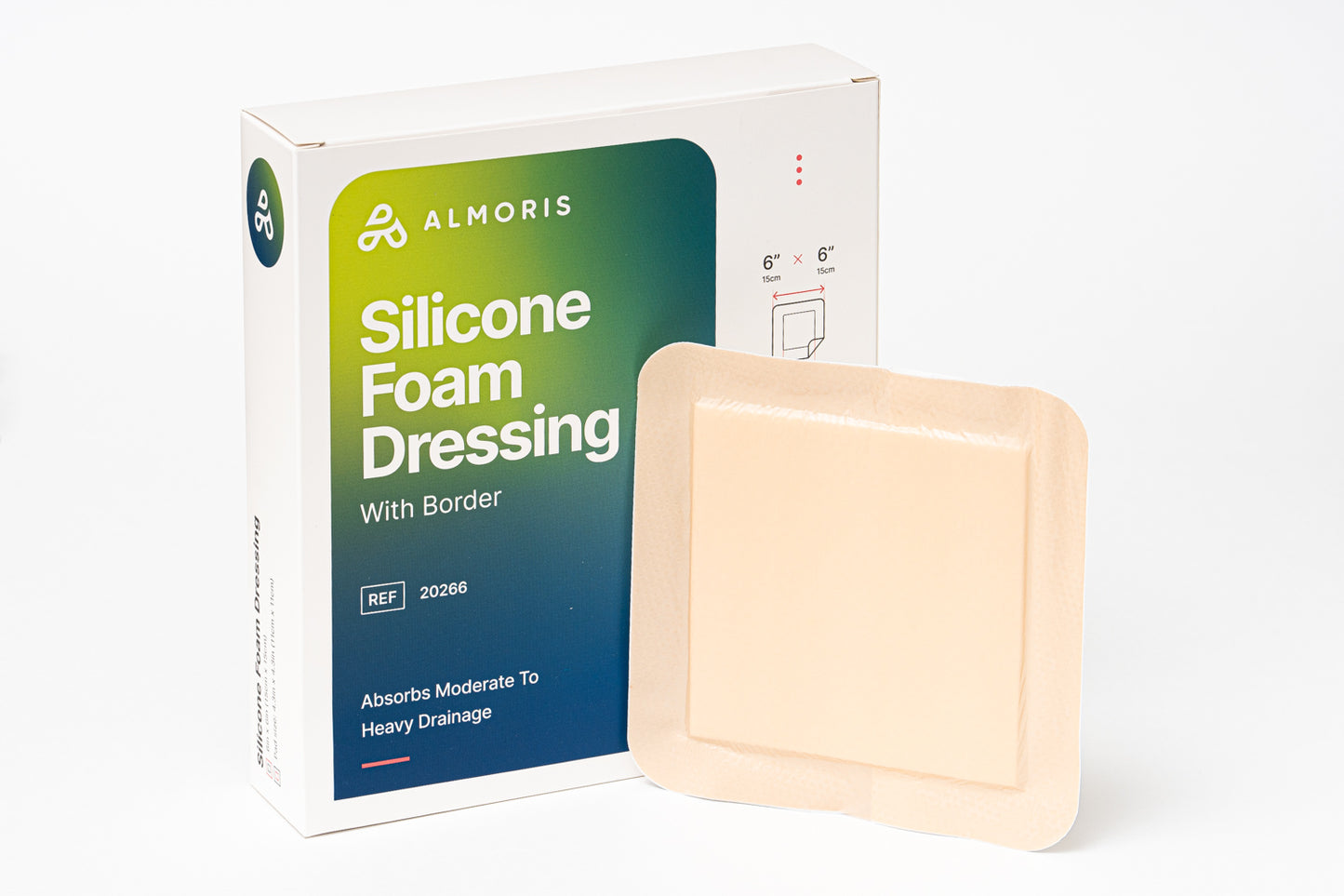 Foam Silicone Dressing, Bordered, 6"x6"