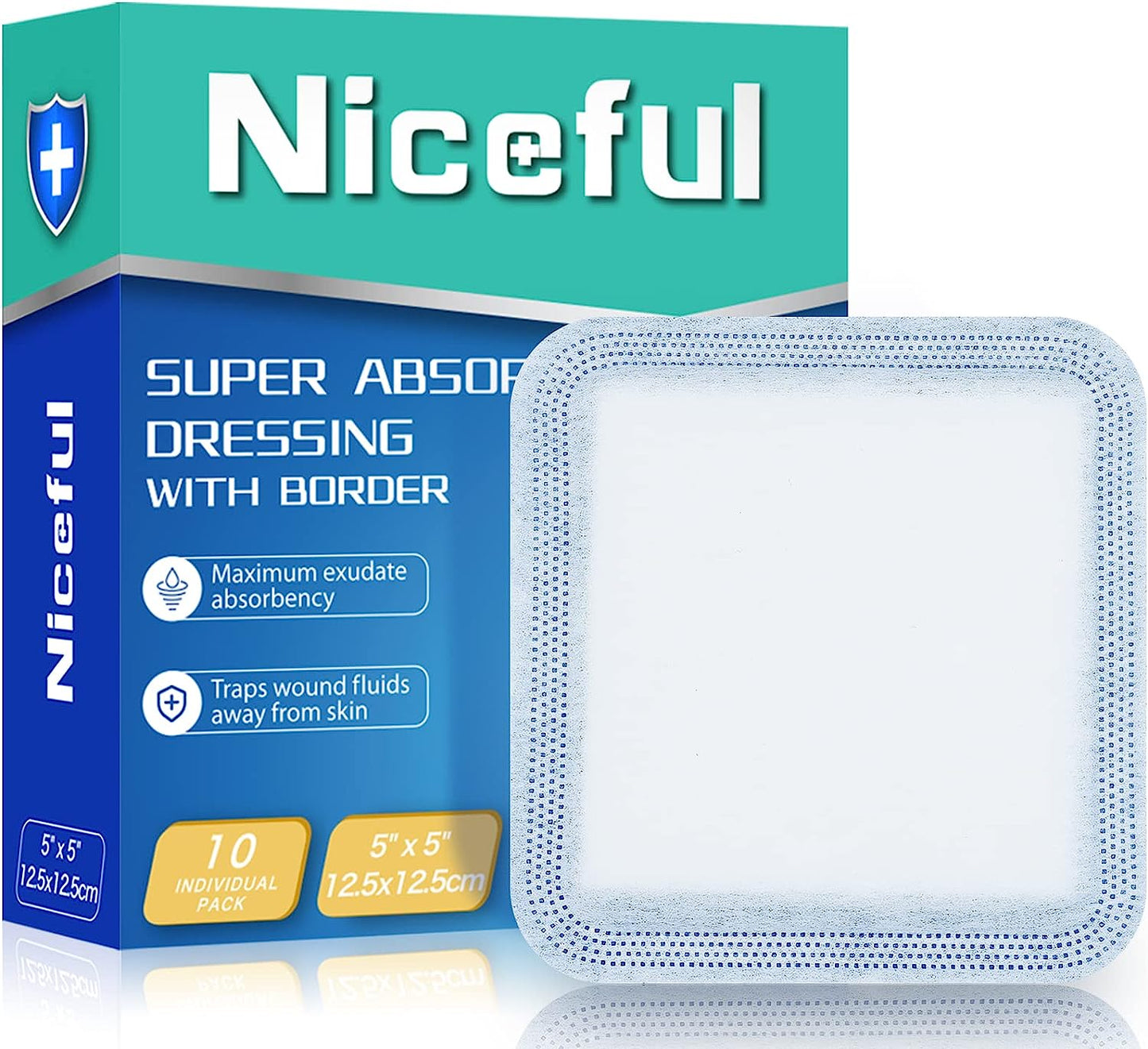 Super Absorbent Dressing, Non-Bordered, 5" x 5"