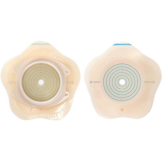 Ostomy Barrier SenSura® Mio Convex Flip Trim to Fit, Extended Wear Elastic Adhesive 60 mm Flange Blue Code System 3/8 to 2-1/8 Inch Opening