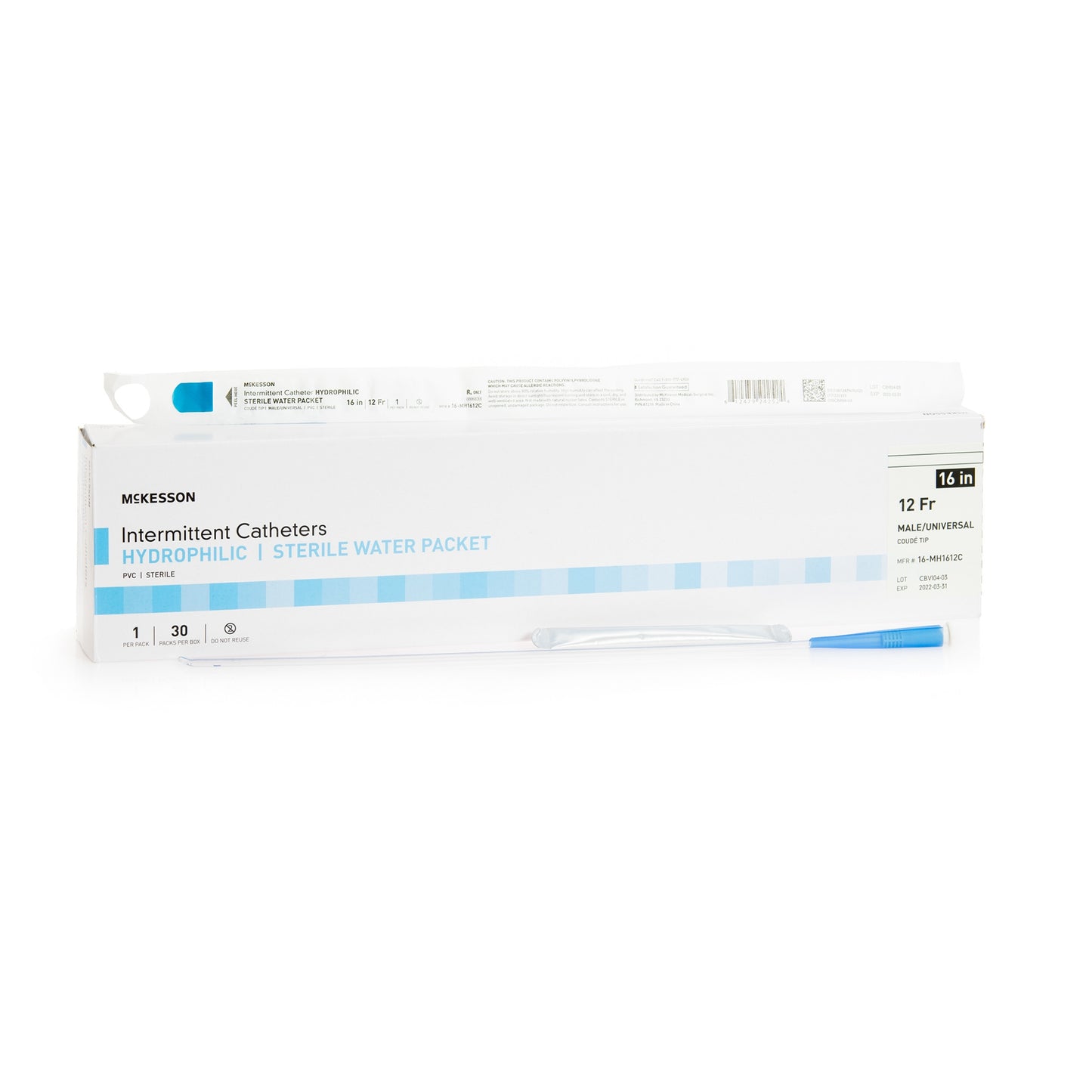 Intermittent Catheter, Coude Tip, Hydrophilic Coated PVC, Sterile