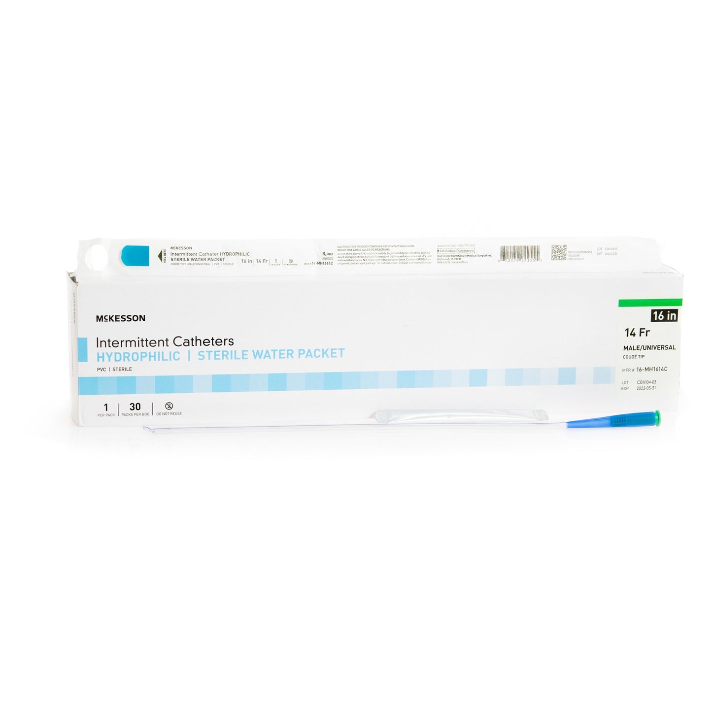 Intermittent Catheter, Coude Tip, Hydrophilic Coated PVC, Sterile