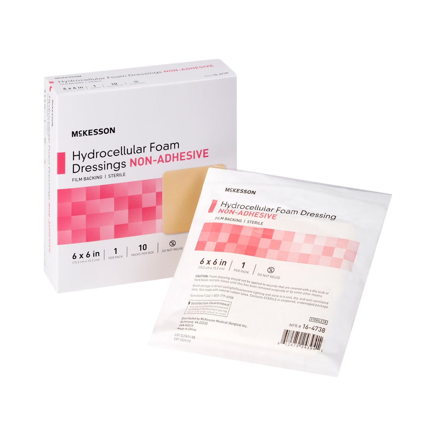 Foam Dressing, Without Border Film Backing, Non-adhesive, Sterile