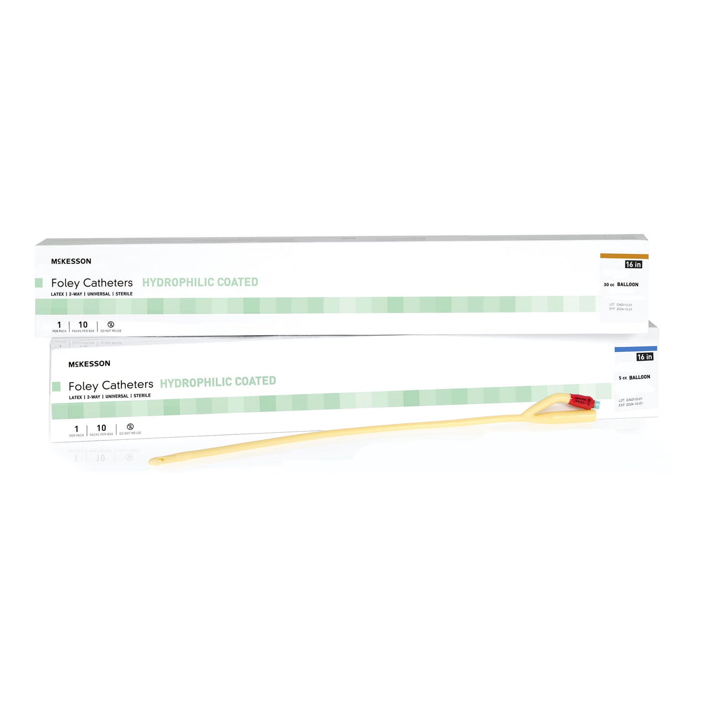 Foley Catheter, Hydrophilic Coated Latex, Coude Tip, 16”, 5cc Balloon Size, 5-10cc Inflation Volume