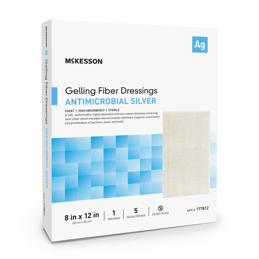 Silver Gelling Fiber Dressing McKesson 8 X 12 Inch Rectangle Sterile