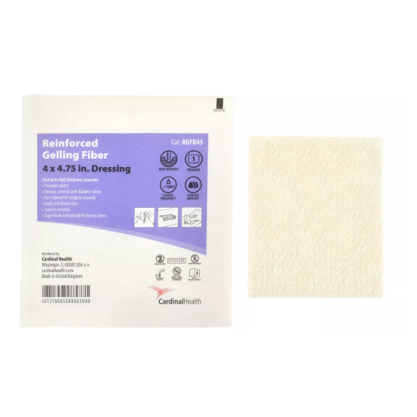 Reinforced Gelling Fiber Wound Dressing, 4" x 4.75"
