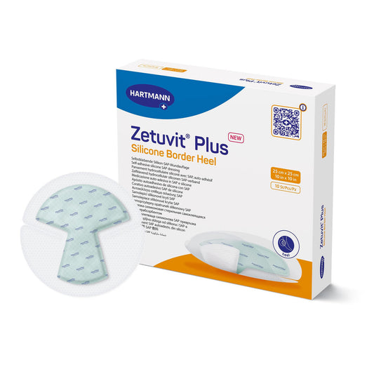 Super Absorbent Dressing, Silicone Border, Heel, 10" x 10"