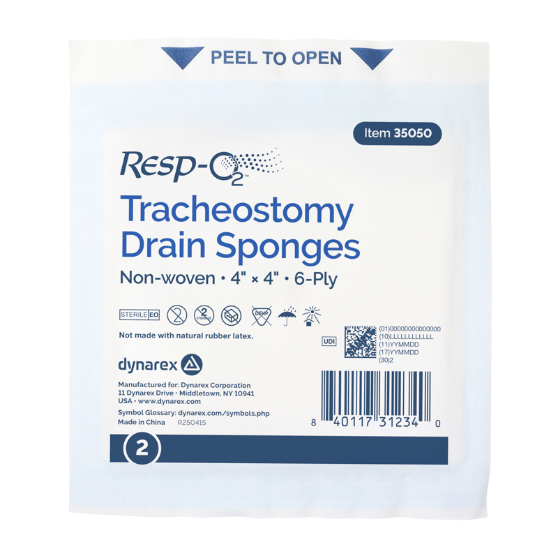 Gauze Drain Sponges, Split Sponges, 6-ply, Sterile, Non-woven, 4"x4"