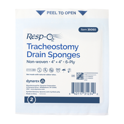 Gauze Drain Sponges, Split Sponges, 6-ply, Sterile, Non-woven, 4"x4"