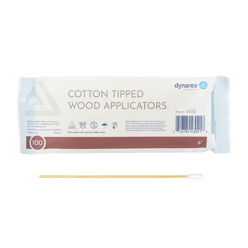 Non-sterile Cotton Swab Wood Applicator 6"