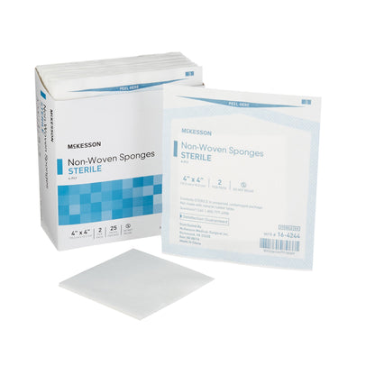 Gauze Sponge, Non-woven, 4" X 4", 4-Ply, Sterile, 2/pack
