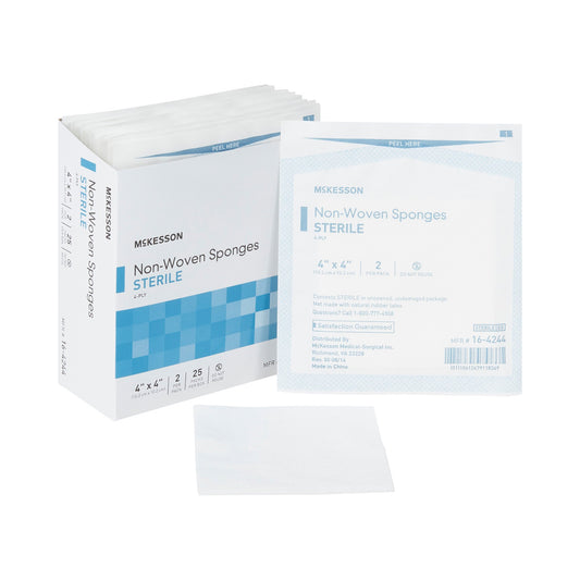Gauze Sponge, Non-woven, 4" X 4", 4-Ply, Sterile, 2/pack