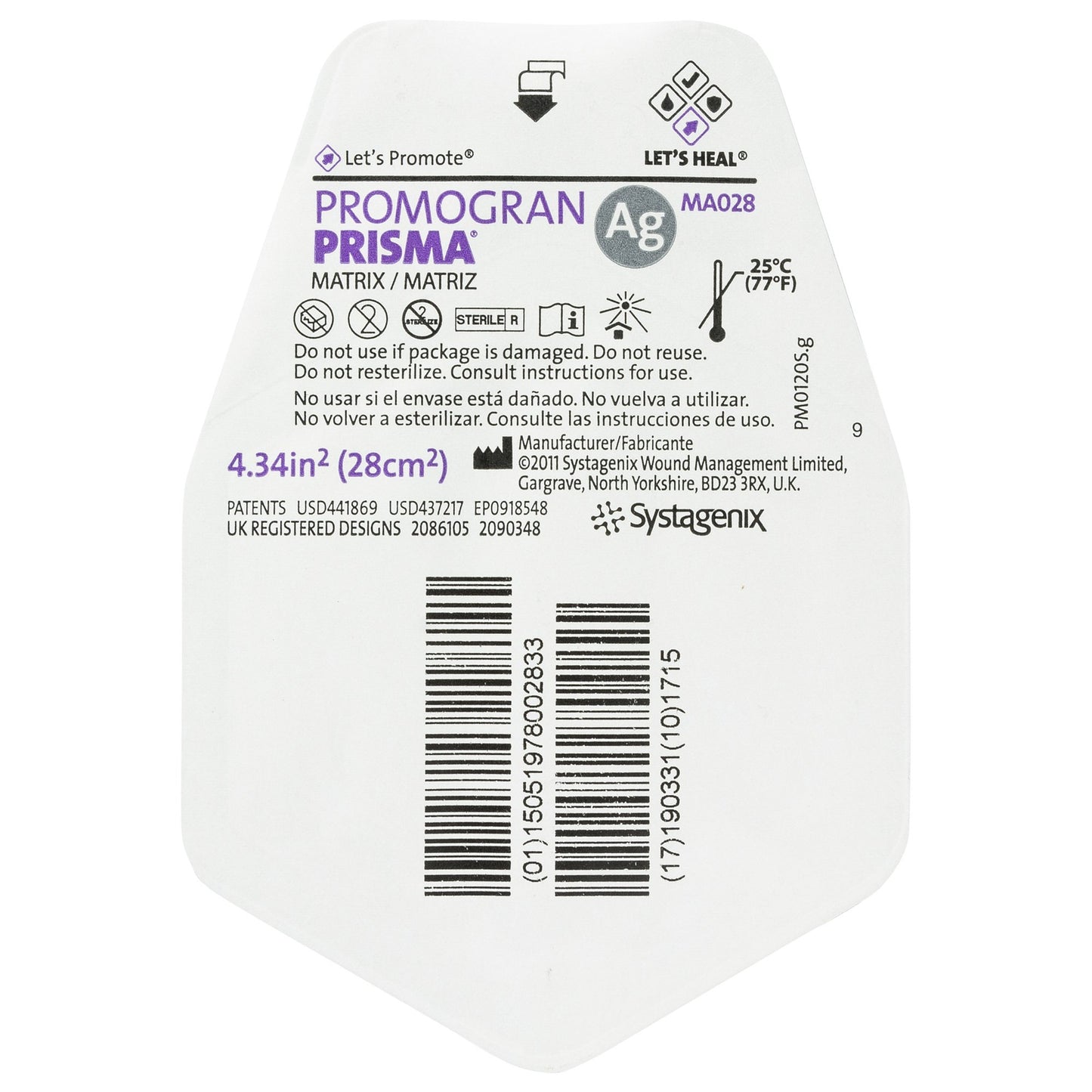 Collagen Ag, 3M™ Promogran Prisma™, 4.34 sq in
