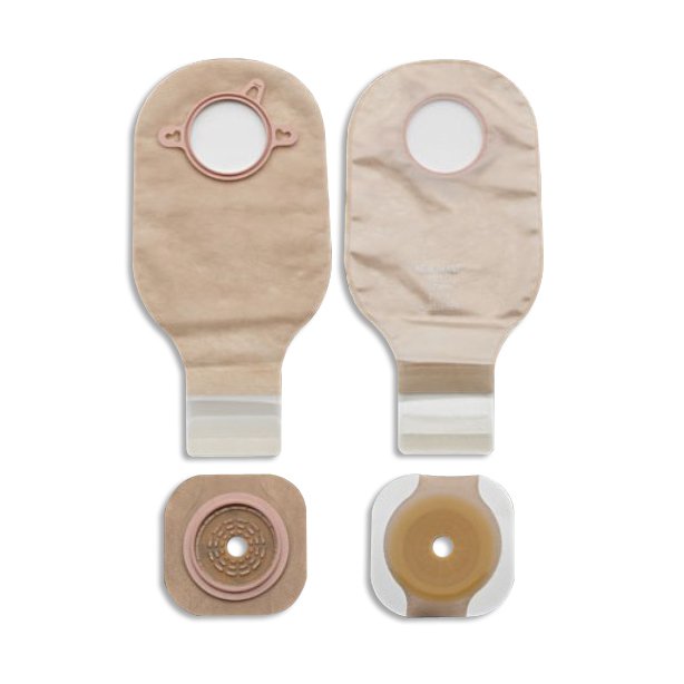 Ostomy Pouch, Two-Piece System, 12" Length Flat, Trim To Fit, Up to 1-3/4" Stoma, Drainable