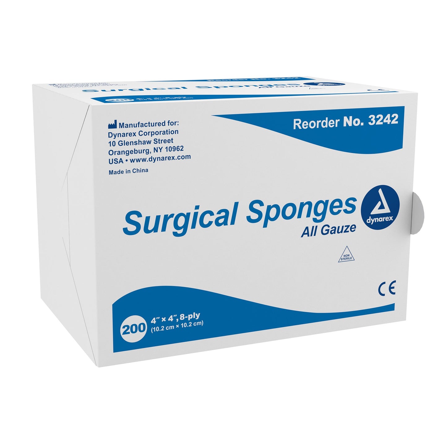 Gauze Sponge, 4"x4", 8-ply, Woven 100% Cotton, Nonsterile