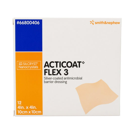 Silver Barrier Dressing, Acticoat Flex 3, 4"x4", Sterile