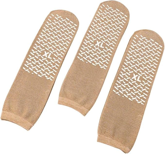 Single Tread Slipper Socks, Non-Slip (3 Pair)