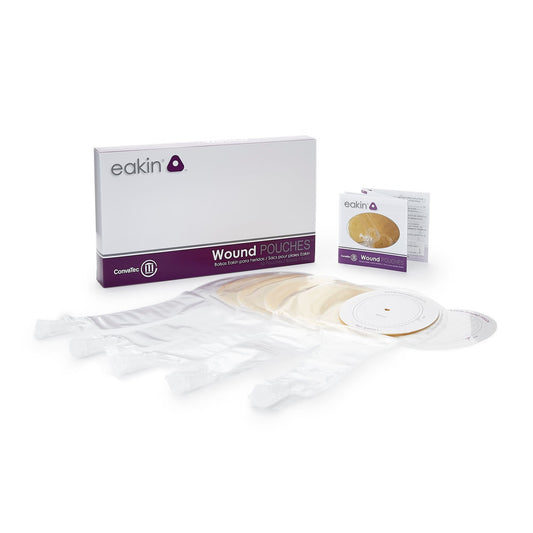 Fistula and Wound Pouch with Drainage Attachment and Tap Closure