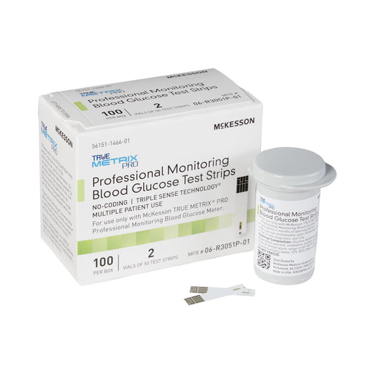 Blood Glucose Test Strips McKesson TRUE METRIX® PRO 100 Strips per Pack For McKesson TRUE METRIX® PRO Professional Monitoring Blood Glucose Meter